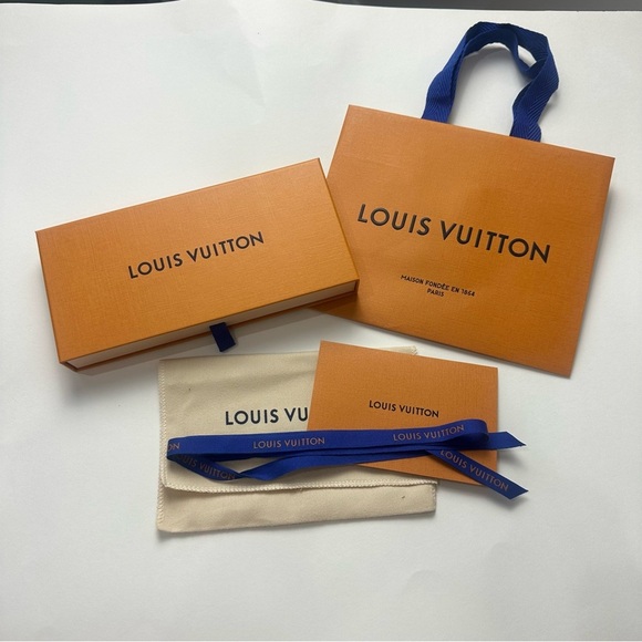 Louis Vuitton Accessories - Louis Vuitton Gift Box Shopping Bag Dust Bag Ribbon and card sleeve orange blue